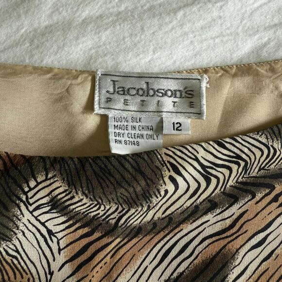 Jacobson’s Petite Vintage 90s Silk Animal Print Top 12P - Picture 7 of 7
